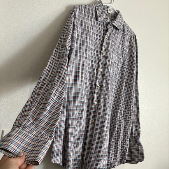 Men's Peter Millar Crown Long Sleeve Button up Shirt Red Blue And White XL - Picture 3 of 8